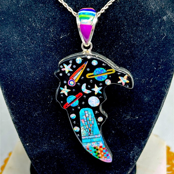 Jewelry - Native style galaxy inlay eagle pendant 925